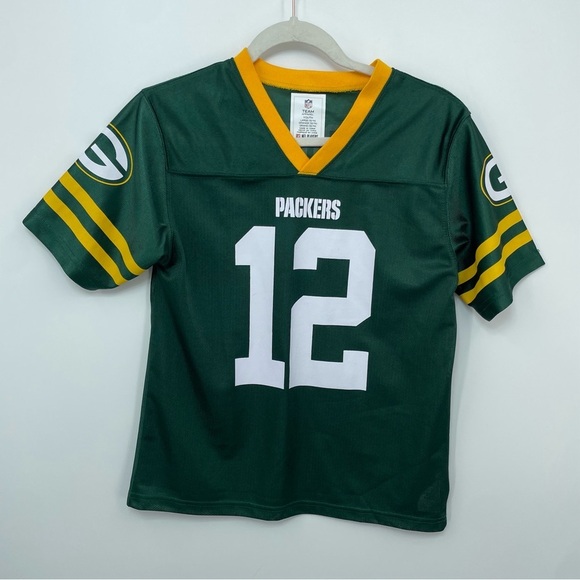 Green Bay Packers Aaron Rodgers Jersey Boys Large 12/14 NFL 12 Football Athletic - Picture 1 of 5